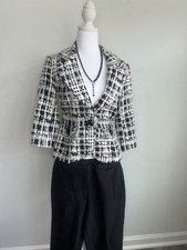 White Black Woman  s Blazer Jacket Size Small White And Black Blazer Jacket
