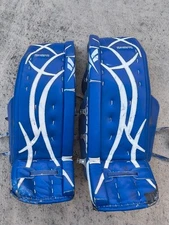 Reebok by Lefevre Hockey Goalie Leg Pads Blue White Senior 36+1 Good Shape