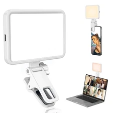 Rechargeable Clip-On Selfie Ring Light for iPhone & Android Portable LED Vide...
