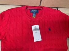 Polo Ralph Lauren Boys Cable Knit Crew Neck Sweater Red S Size 8