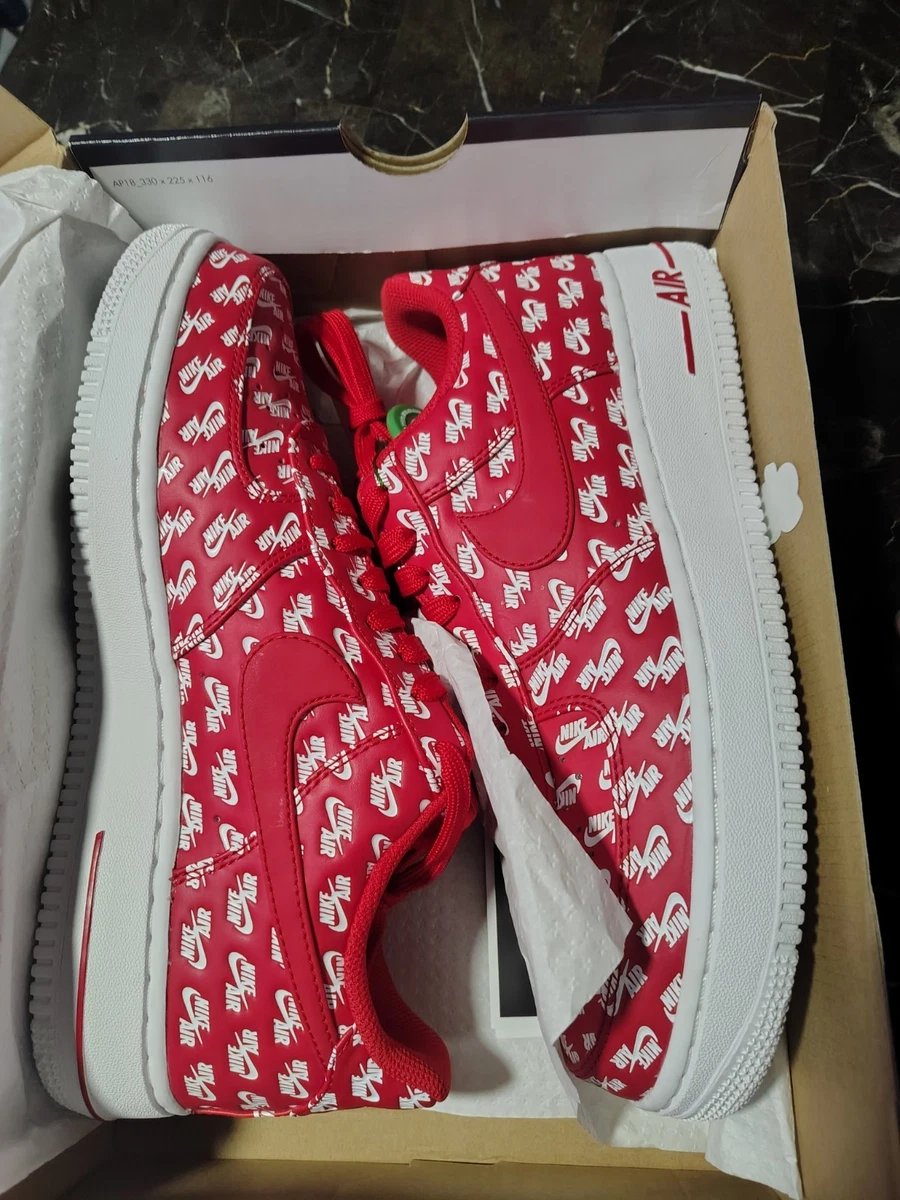 Nike Air Force 1 07 QS Low All Over Logo Red for Sale
