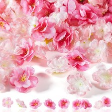 WILLBOND 150 Pieces Cherry Blossom Heads Artificial Fake Silk Cloth Petals Mi...