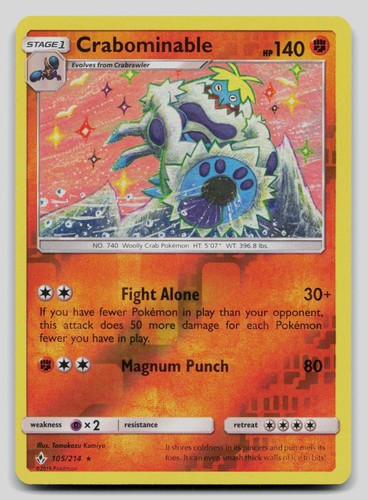 Crabominable 105/214 Rare Unbroken Bonds Pokemon Reverse Holo Near Mint