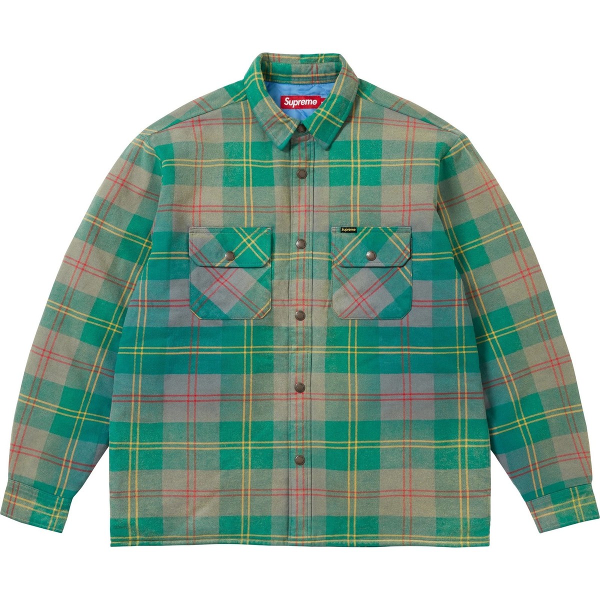 Supreme Quilted Lined Flannel Snap Shirt Black Green 2colors 26SS