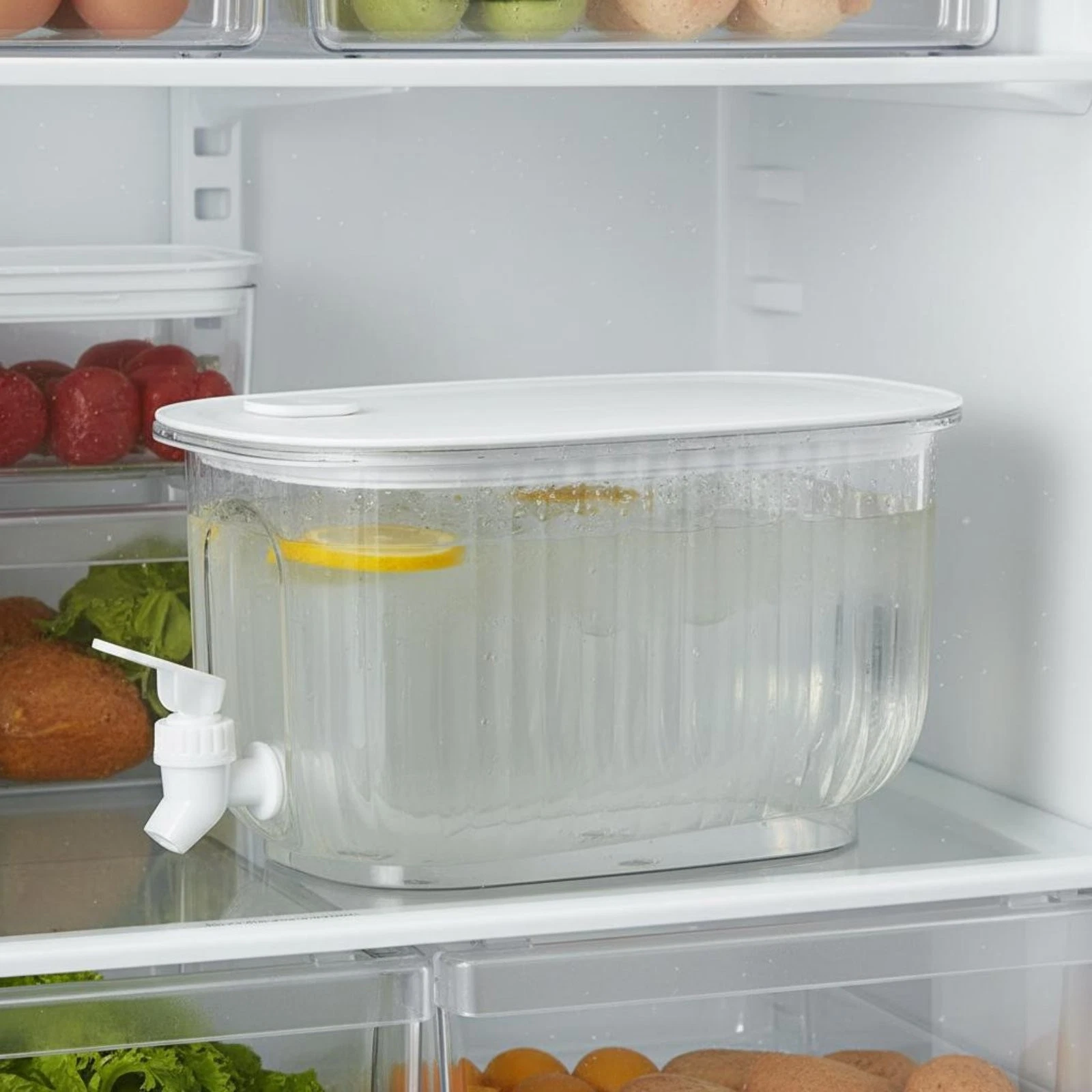 Refrigerator Beverage Dispenser with Spigot Slim Design Water Jug for Party
