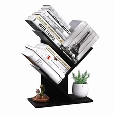 3 Tier Small Tree Bookshelf Storage Organizer Shelves Floor Standing Bookcase...