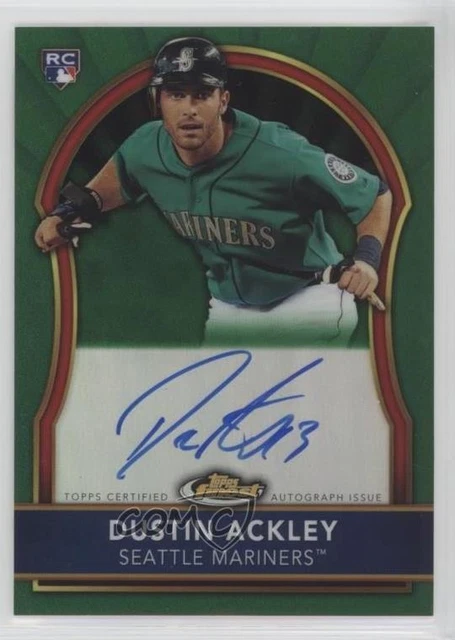 2011 Topps Finest Green Refractor Rookie Autogramm 14/199 Dustin Ackley #76 Autogramm 0s3