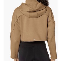 Alo Yoga Effortless Cropped Hoodie in Camel Cotton Blend Women  s Size M - EUC