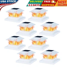 Dynaming Solar Flame Post Cap Lights Outdoor, Solar Powered White Shell Fence Po