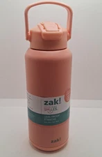 Zak! Everyday Smiles Leak-proof 32 Oz Pink/Salmon Straw Bottle, *SMALL DENT*