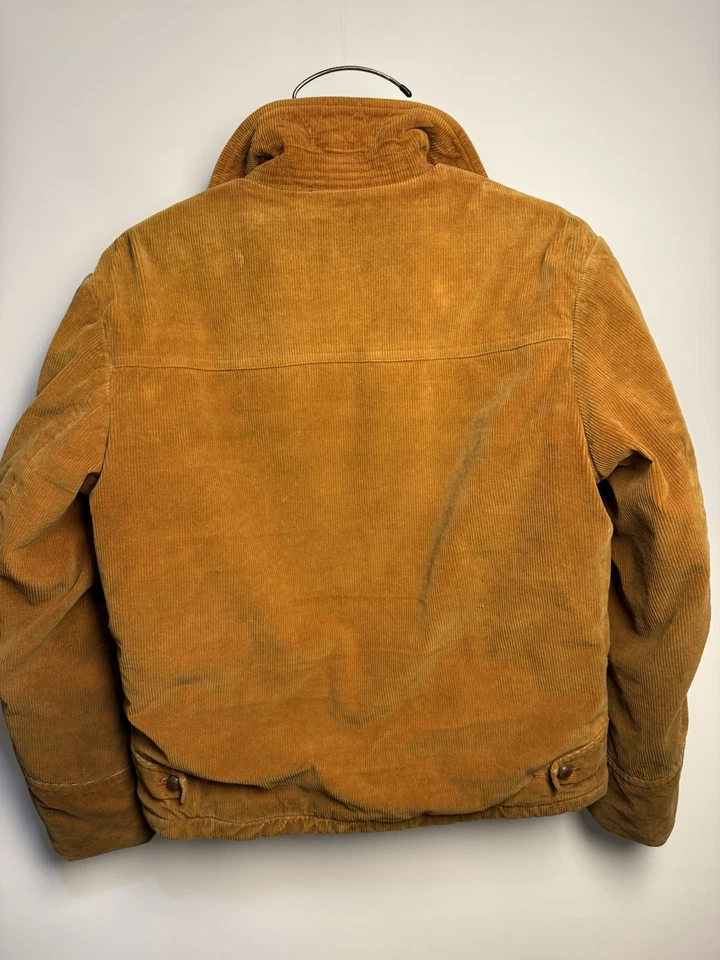 Vintage 1960s Distressed Corduroy Jacket Zip up, Quilted Liner - Image 2 of 4