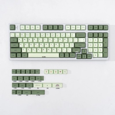PBT Japanese Keycaps Matcha Green XDA Profile Cute Keycaps Set 124 Keys Custo...