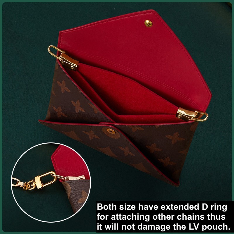 LV Kirigami Pochette Insert Organizer Shaper Extended D Ring Pink