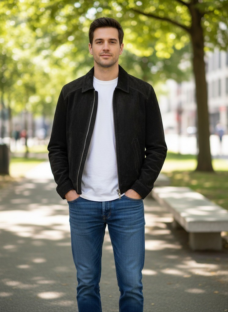 Brad Pitt F1 2025 - Black Suede Leather Jacket for Men image 5
