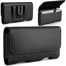 Leather Phone Holster with Heavy Duty Metal Belt Clip and Card Holder