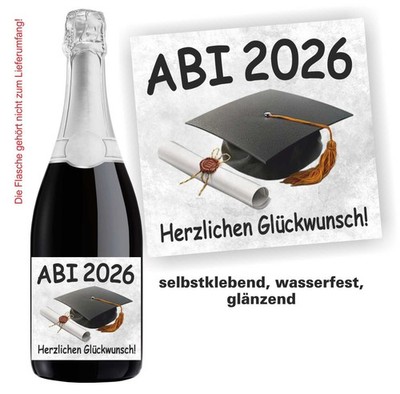 Aufkleber Flaschenetikett Abi Abitur  2026 Geschenk Bild Motiv Hut b