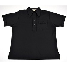 Vintage Nat Nast Bowling Shirt Size M/L 70s Black Poly 1 Pocket Button Flap polo