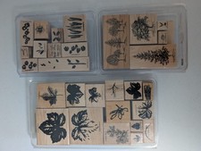 Vintage Stampin' Up 29 Wood Mounted Rubber Stamps Lot Trees Flowers Plants Used
