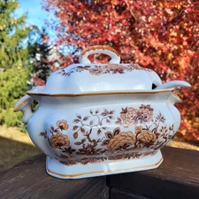 Vintage Porcelain Tureen With Lid & Ladle Floral Vicki Japan MCM Thanksgiving