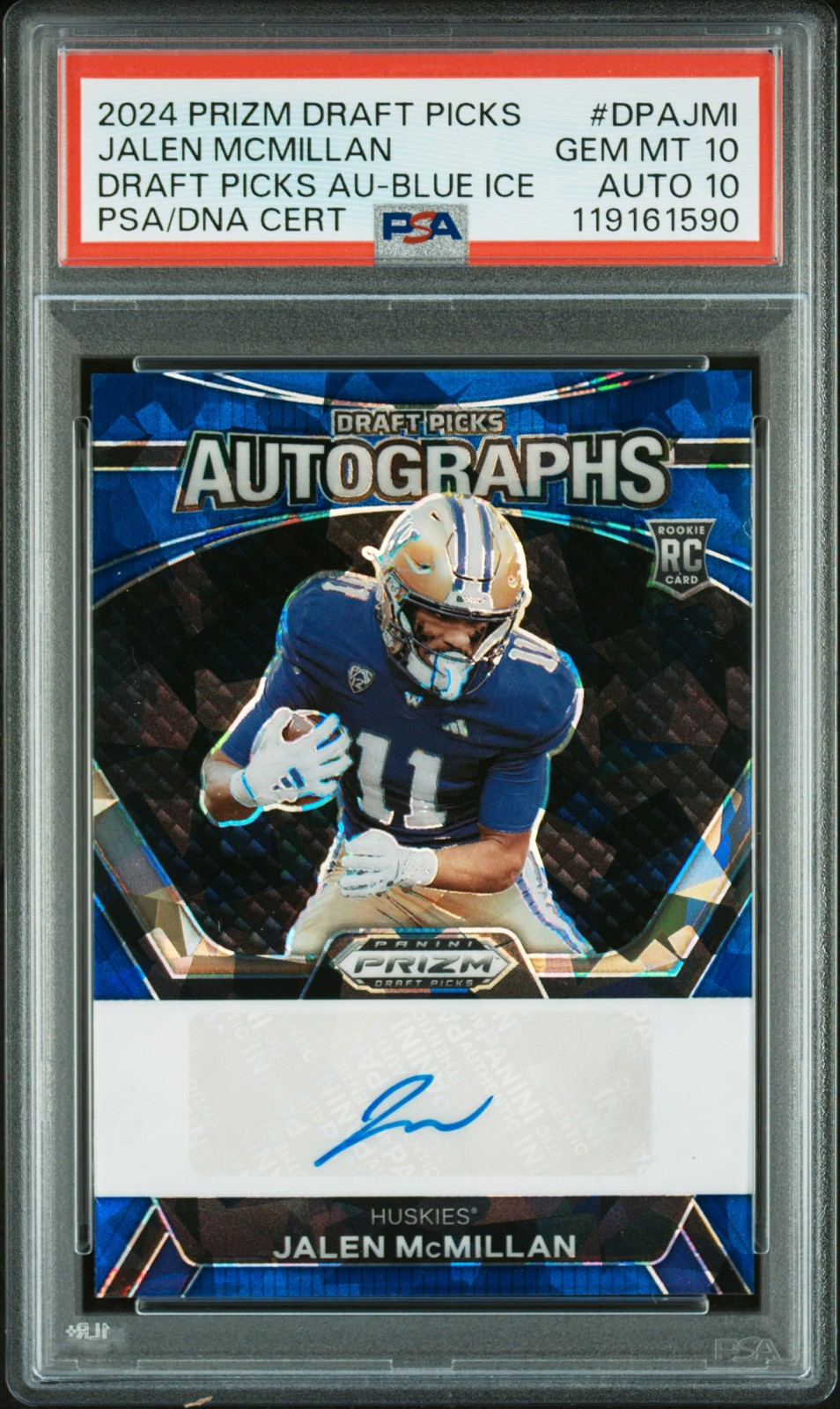 Jalen McMillan Panini Prizm Draft Picks Draft Picks Autographs #DPAJMI Blue Ice