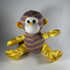 Cozy Cuddles Plush Monkey 2008 11" Yellow Purple Pink Striped Satin Knit Toy