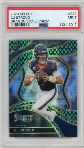 PSA 9 2023 Select CJ Stroud Dragon Scale Prizm #d/70 Rookie Card Club Level