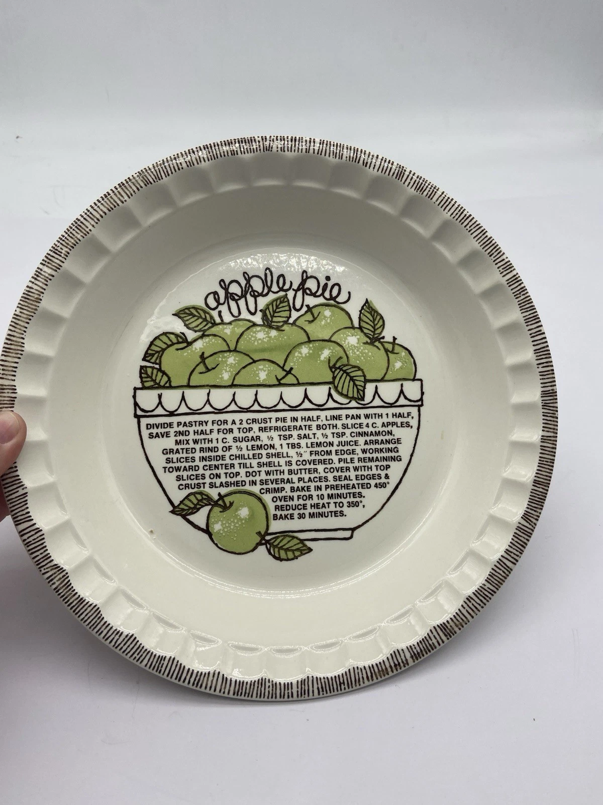 Vintage Royal China By Jeannette ~ Country Harvest 🍏 Apple Pie Recipe Plate 🥧