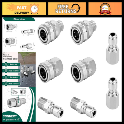 #ad 3 8quot; Quick Connect Fittings Kit Stainless Steel Pressure Washer Adapters Power $44.99
