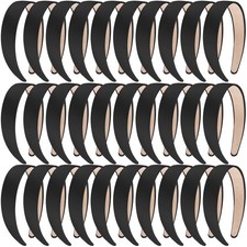 30 PCS 1 Inch Wide Black Satin Headbands NonSlip Plain DIY Hair Accessories