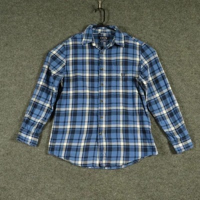 Chaps Brushed Flannel Shirt Mens Medium 100% Cotton Gorpcore Outdoors Button Up
