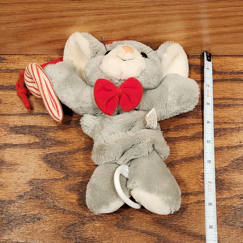 De colección 1987 Prestige Musical Pull Down Navidad Ratón Felpa Cuna Colgar Vacaciones Foto 4 de 4