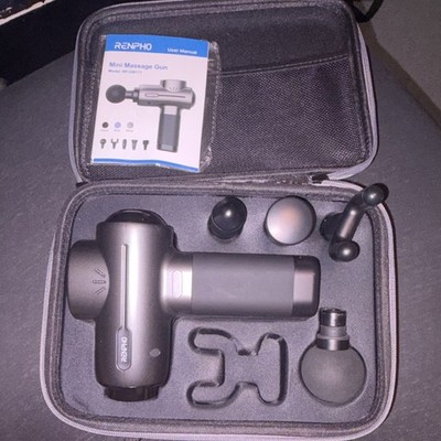 RENPHO RP-GM171 Mini Handheld Massage Gun Black 4 Heads Carrying Case