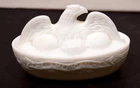 Vintage The American Hen Milk Glass Covered Dish MINT