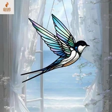 Swallow Bird Suncatcher - Stained Effect Acrylic Window Hanging - Elegant Flight