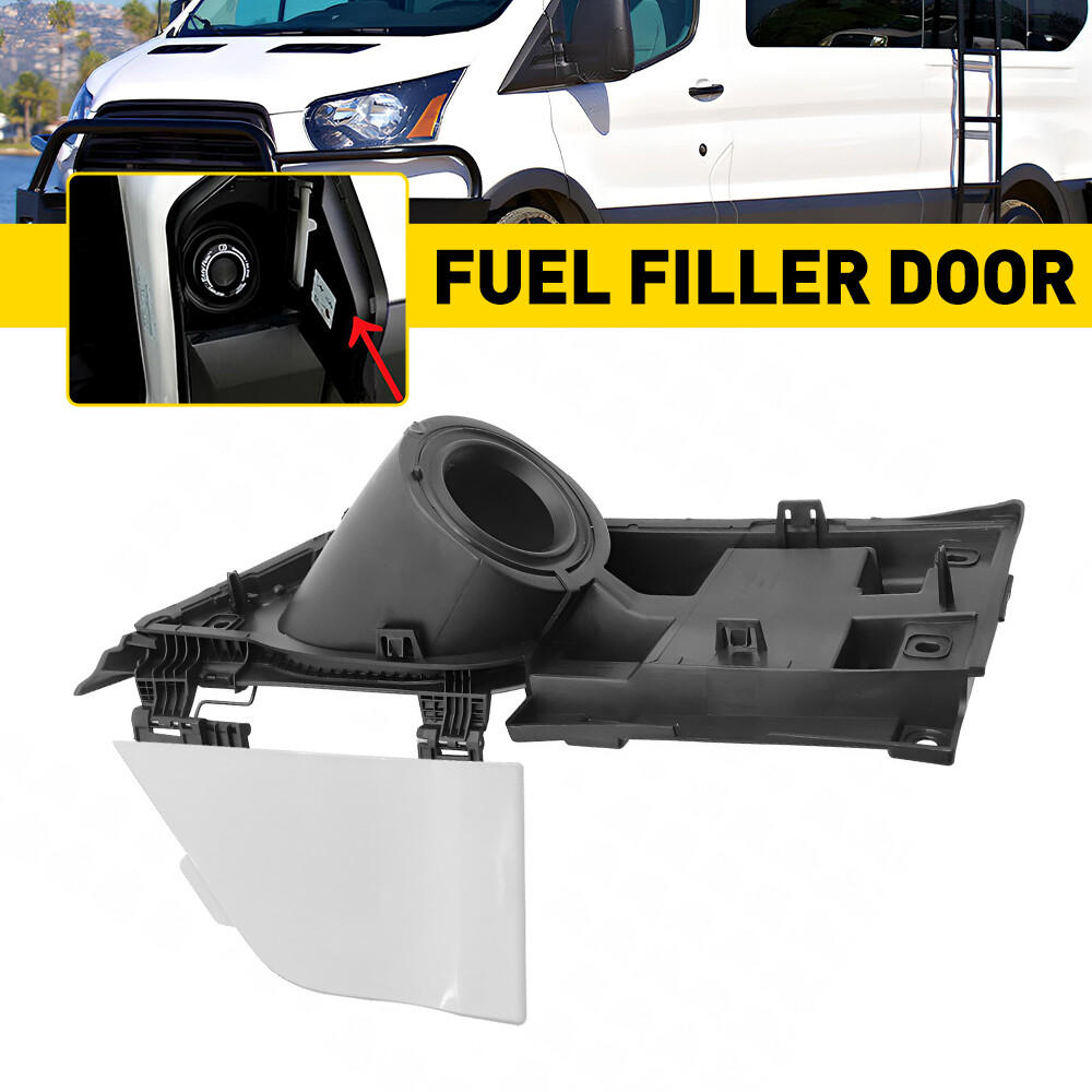 Fuel Filler Gas Cap Door Lid Housing & White Cap For 15-23 Ford Transit 150 250