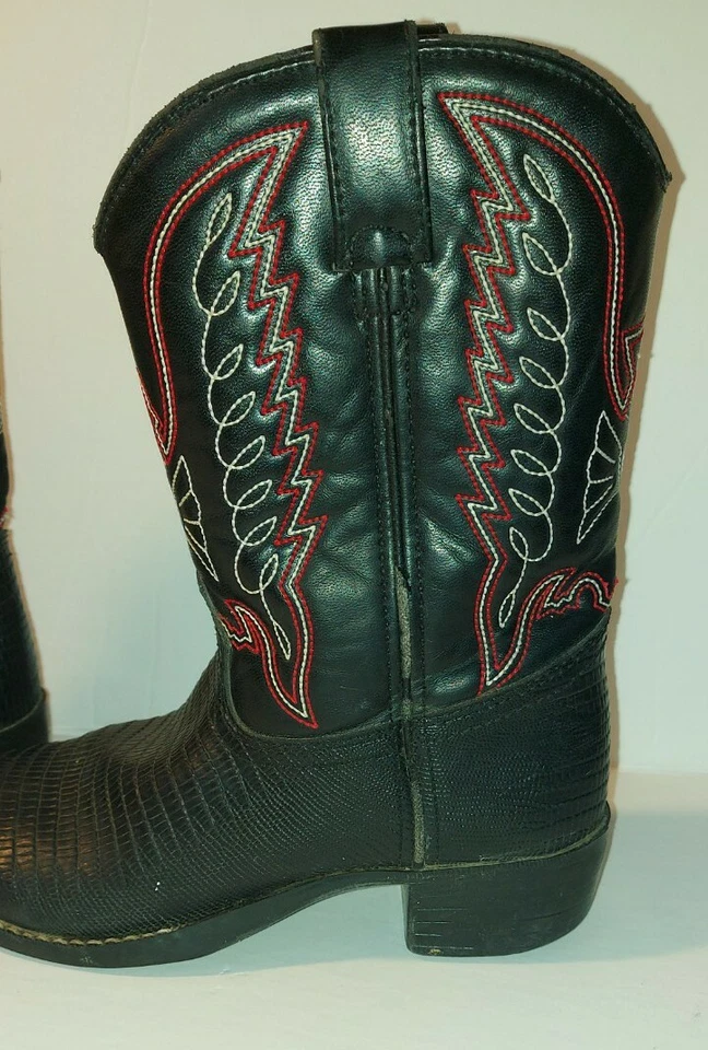 Botas de caubói Durango preto estampa de lagarto juvenil tamanho 2,5 D estilo BT840 menino lagarto - Imagem 4 de 4