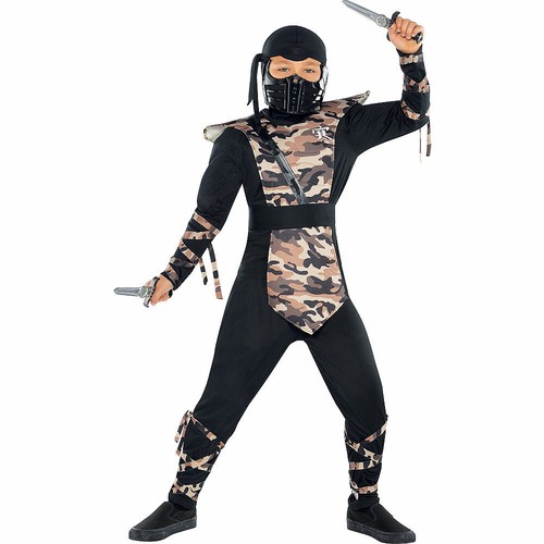 KAMPF NINJA JUNGEN KOSTÜM SCHWARZ TARN OPS HALLOWEEN KINDER KIND MEDIUM 8-10 - Bild 1 von 1