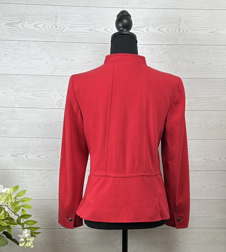 Sz. 12 Petite TALBOTS Red Knit Twill Military Band Jacket Blazer $169 - Image 4 of 4