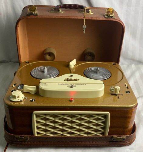 1959 Tandberg Reel-to-Reel Quarter Track Tape Recorder Model 4 w/ Case + Mic