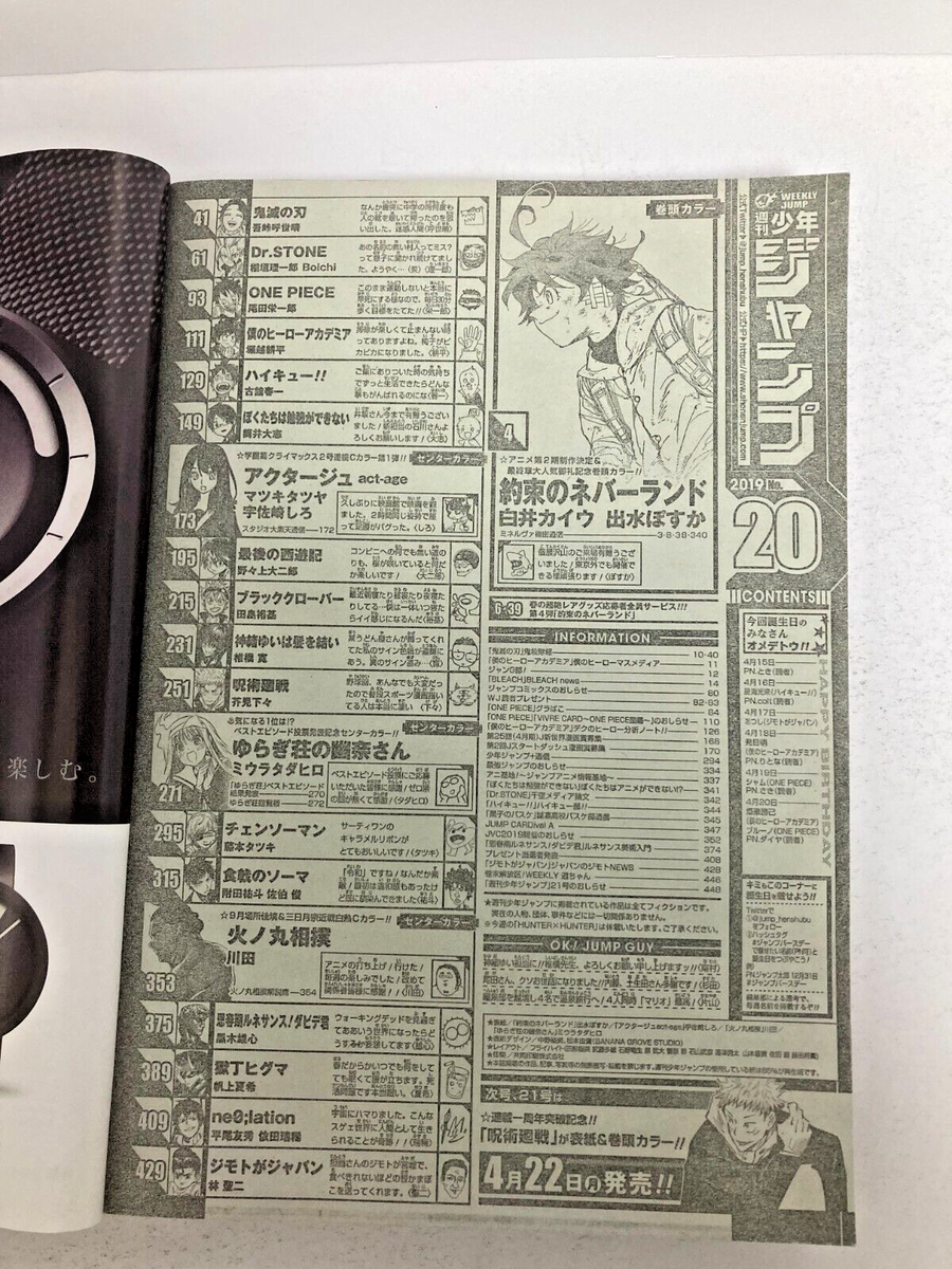 コミックスニュースvol. 20 Weekly Shonen Jump 2019 vol.20 Comic magazine Japan