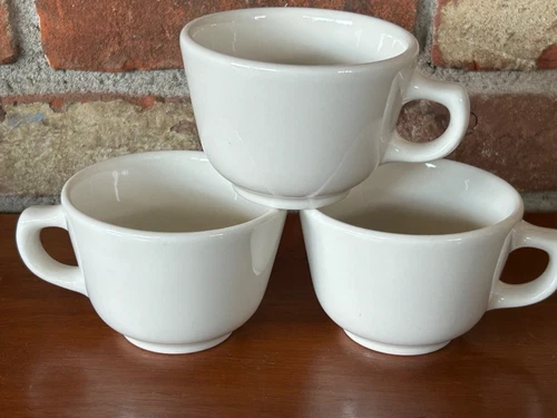 3 Vintage Homer Laughlin China Off-white Restaurant Ware 6 oz Coffee Cups EXC!