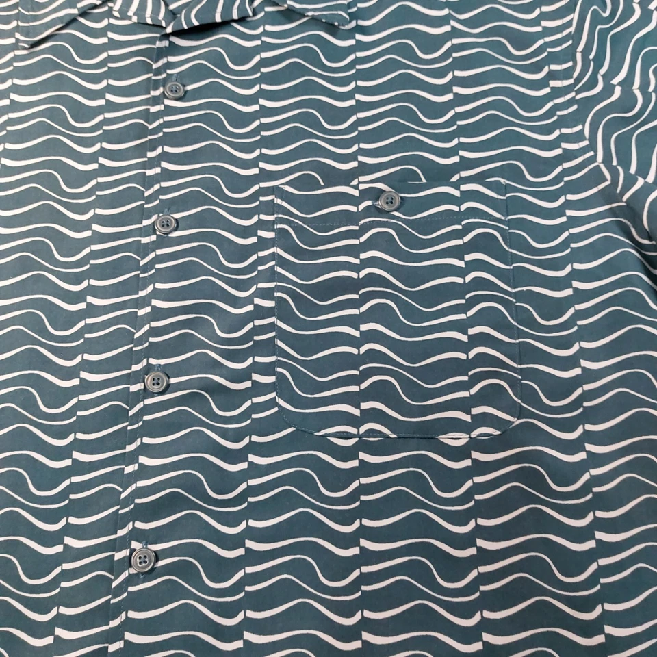 Рубашка мужская H&H размер XL с волновым принтом замшевая с коротким рукавом на пуговицах повседневная полиэстер - Изображение 4 из 4