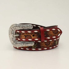 Women's Angel Ranch LEATHER SUNFLOWER  CACTUS BELT White lace Size S M L XL