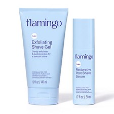 Flamingo Exfoliating Shave Gel and Post Shave Serum for Sensitive Skin 5 Fl Oz
