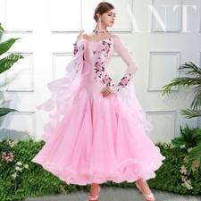 Women Pink Ballroom Dress Standard Ballroom Dance Costume Waltz Dress Dance Wear