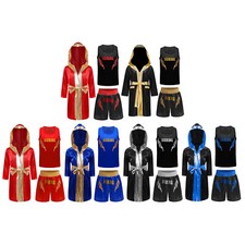 Kids Boys Suit Hooded Set Kickboxing Outfit T-shirt Exercise Boxing Halloween