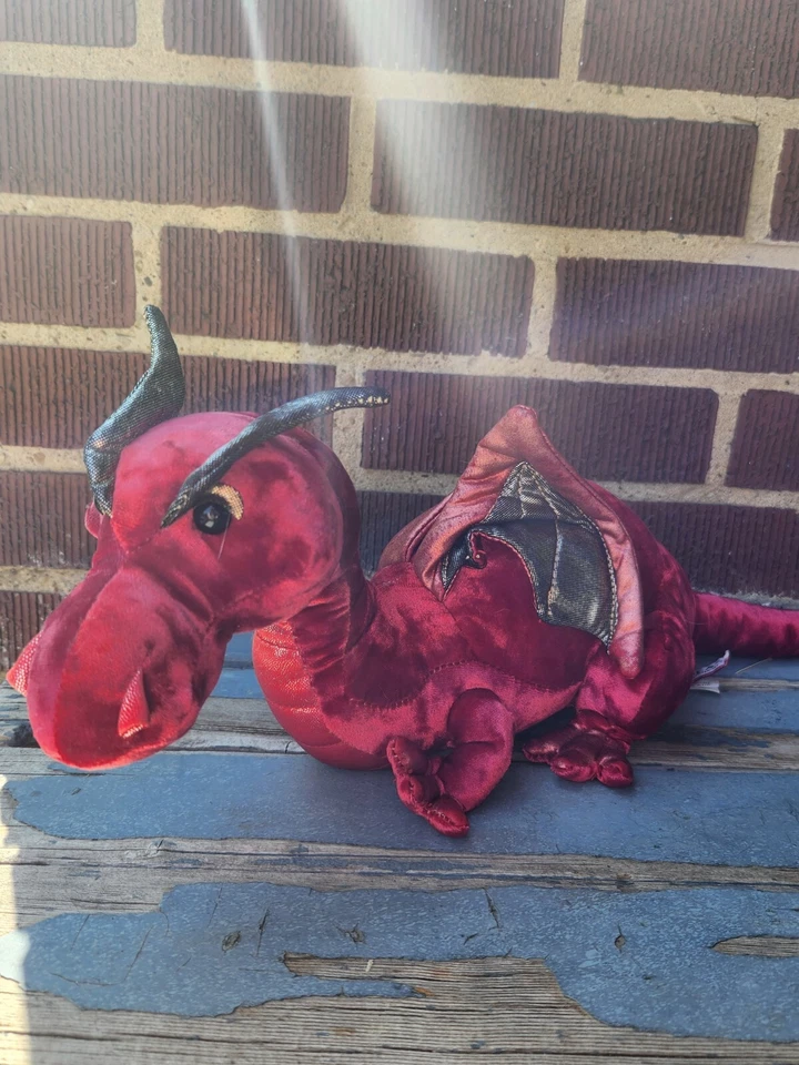 Douglas Ruby Red Dragon Shimmer Velvet And Gold Stuffed Animal Plush Toy 9” - Image 3 of 4