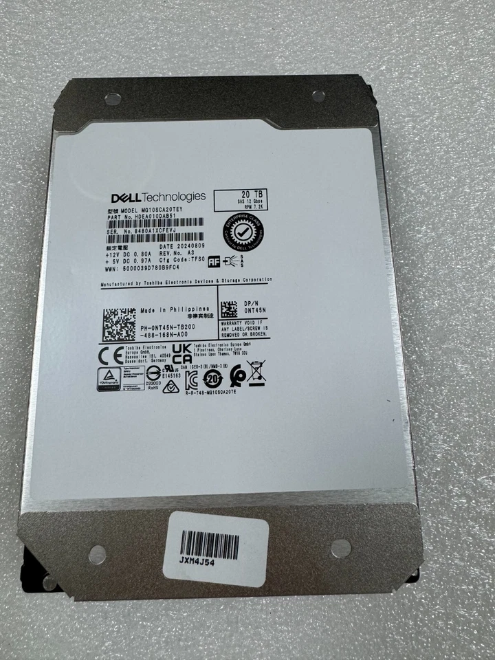 New Dell 20T SAS HDD 3.5" 12gbps RPM 1.2K without tray R3G03 NT45N 0R3G03 0NT45N - Image 2 of 4