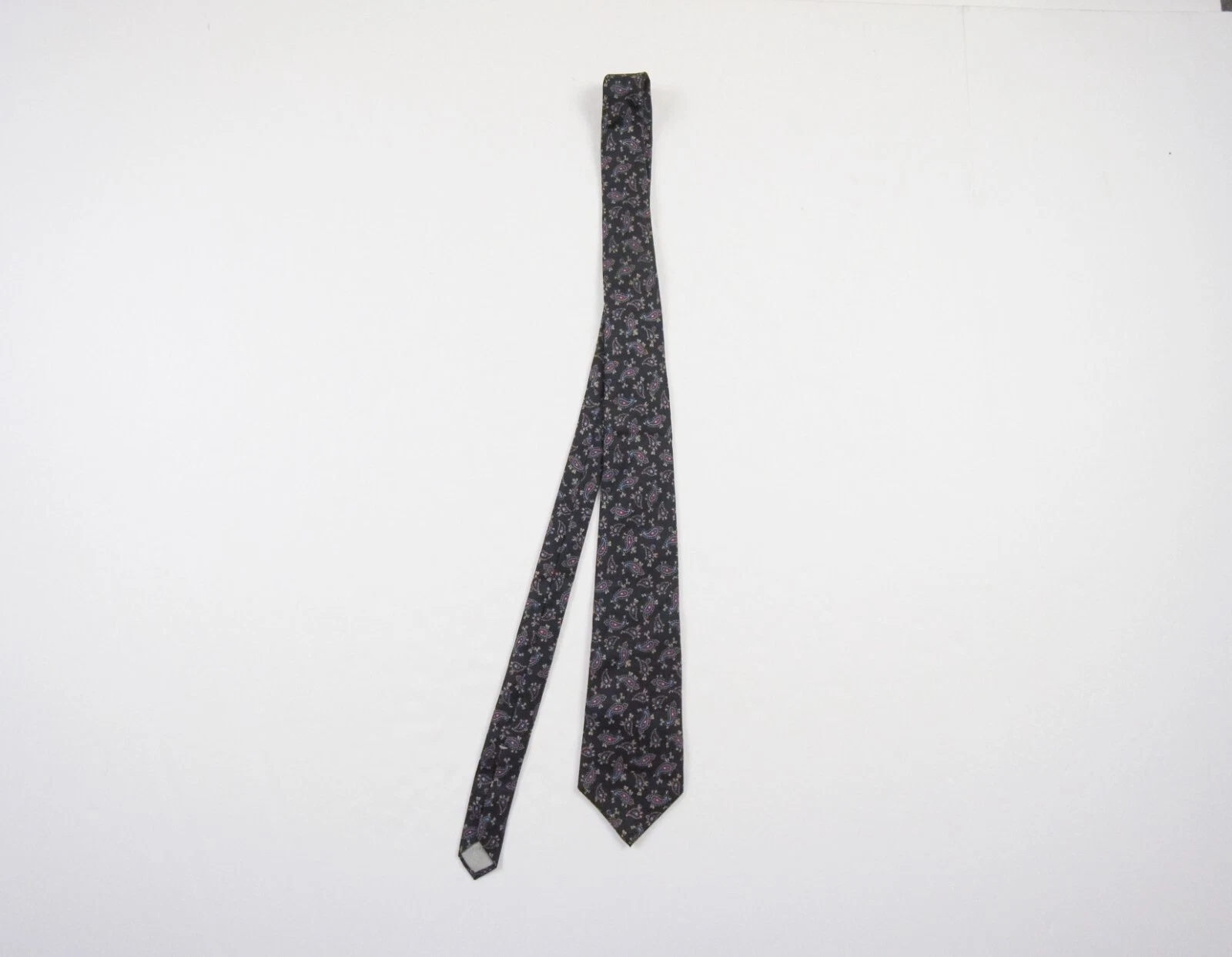 Cravatta Christian Dior vintage uomo nero seta paisley abito da lavoro formale matrimonio