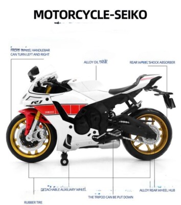 1/12 2022 YAMAHA YZF-R1M Motorcycle Model Diecast Bike Toy Blue